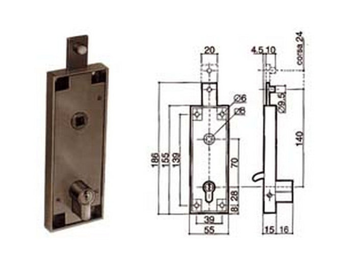 serratura serranda basculante cilindro sfilabile sagomato 6561 cod:ferx.fer76548