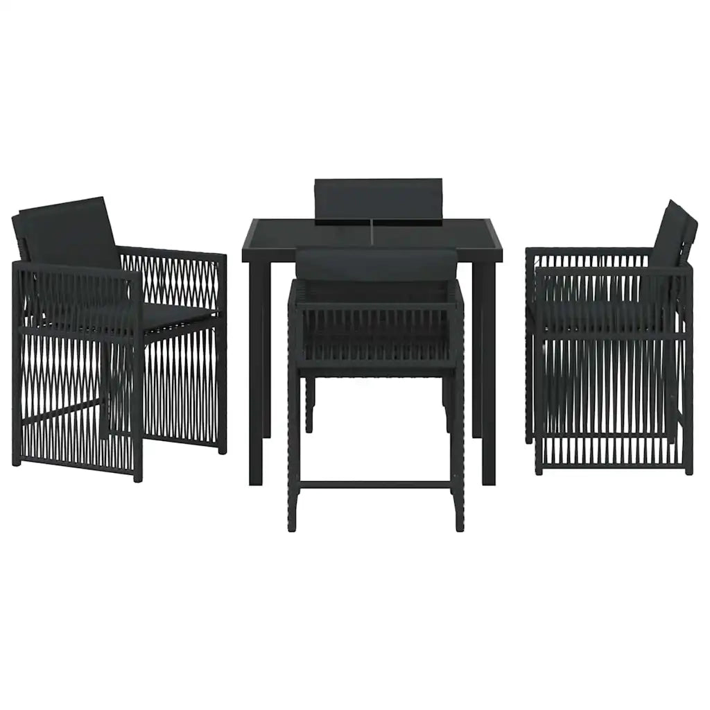 Set da Pranzo per Giardino 5 pcs Nero polyrattan 3380773