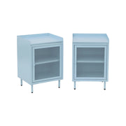 Comodini industriali in metallo, 1 anta, set 2 40x58,5 cm, blu chiaro