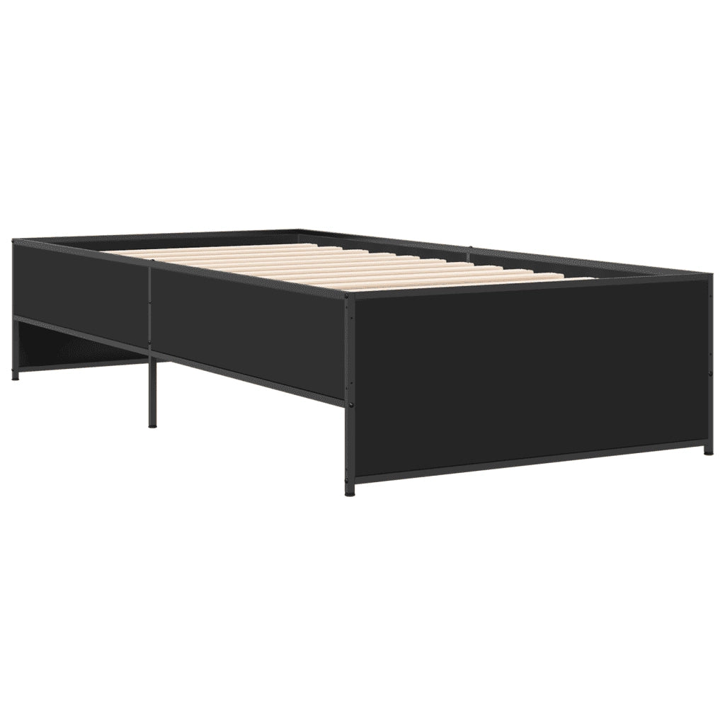 Giroletto-Struttura Letto Nero 75x190 cm in Legno Multistrato e Metallo 216135