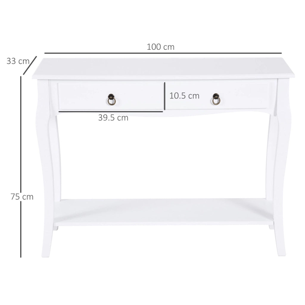 Tavolo Consolle per Ingresso Bianco Opaco 100x33x76 cm