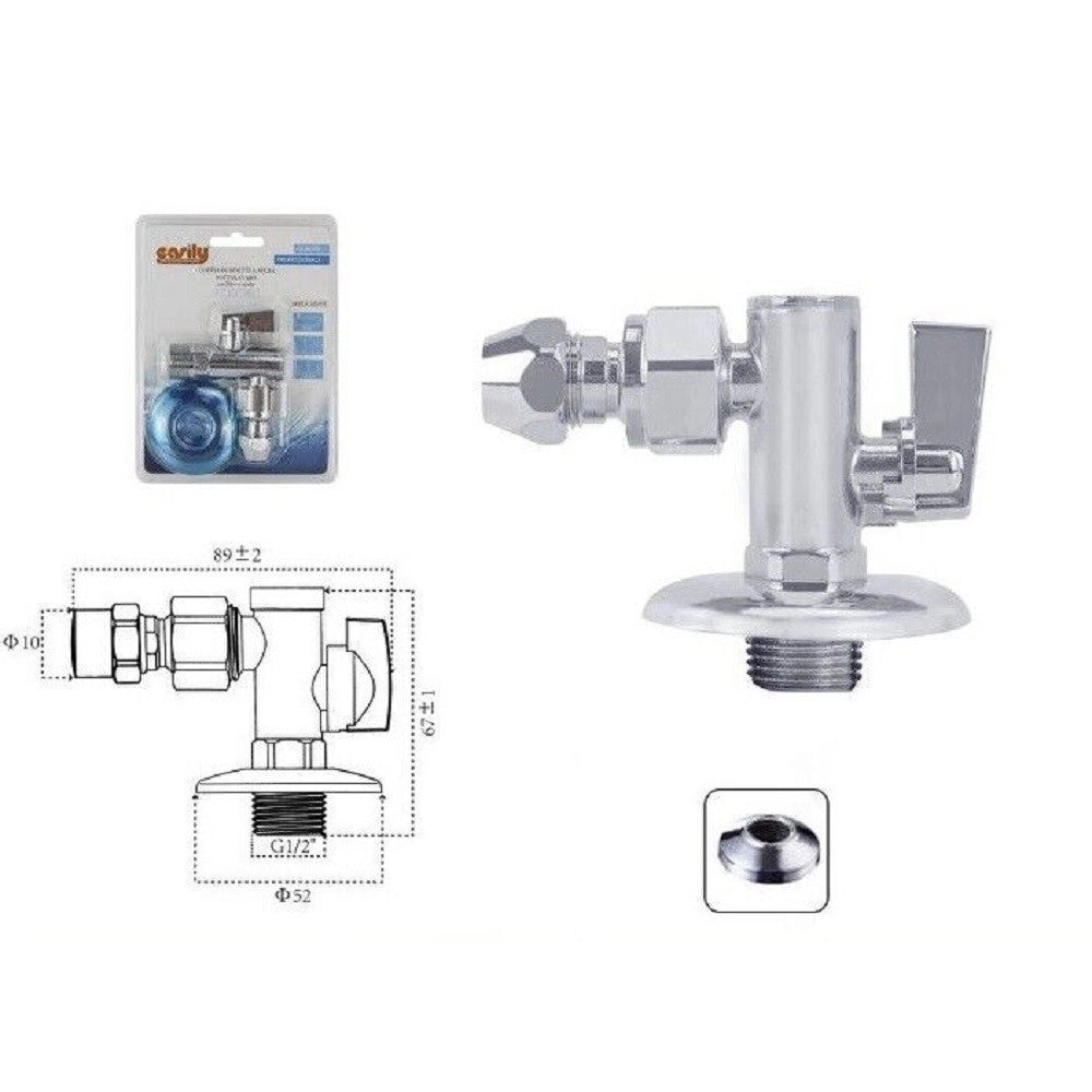 Trade Shop - Rubinetto Sottolavabo A Sfera Con Filtro Snodo 1/2 3/8 Bidet Bagno Cucina 59350 -