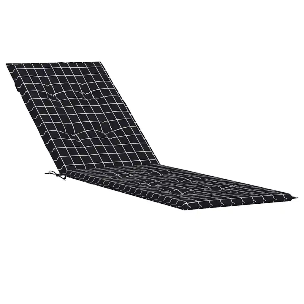 Cuscino per Sedia Sdraio Motivo a Quadri Nero in Tessuto Oxford 361378