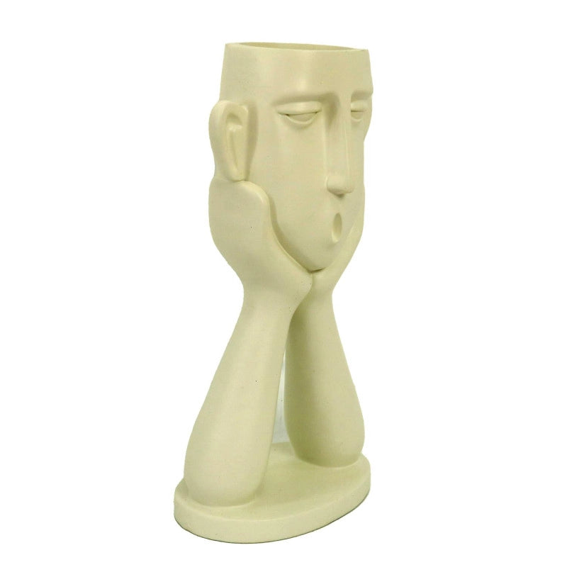 Portavaso resina viso bianco cm 14x8h25,5