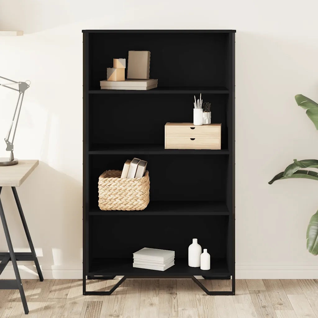 Libreria-Scaffale per Libri-Mobile di Stoccaggio Nera 80x31x137,5 cm in Legno Multistrato