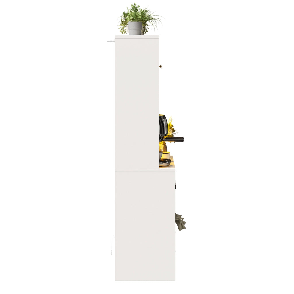 ARMADIO ALTO 140x40x180 cm MDF Bianco con LED, Set 2 unità
