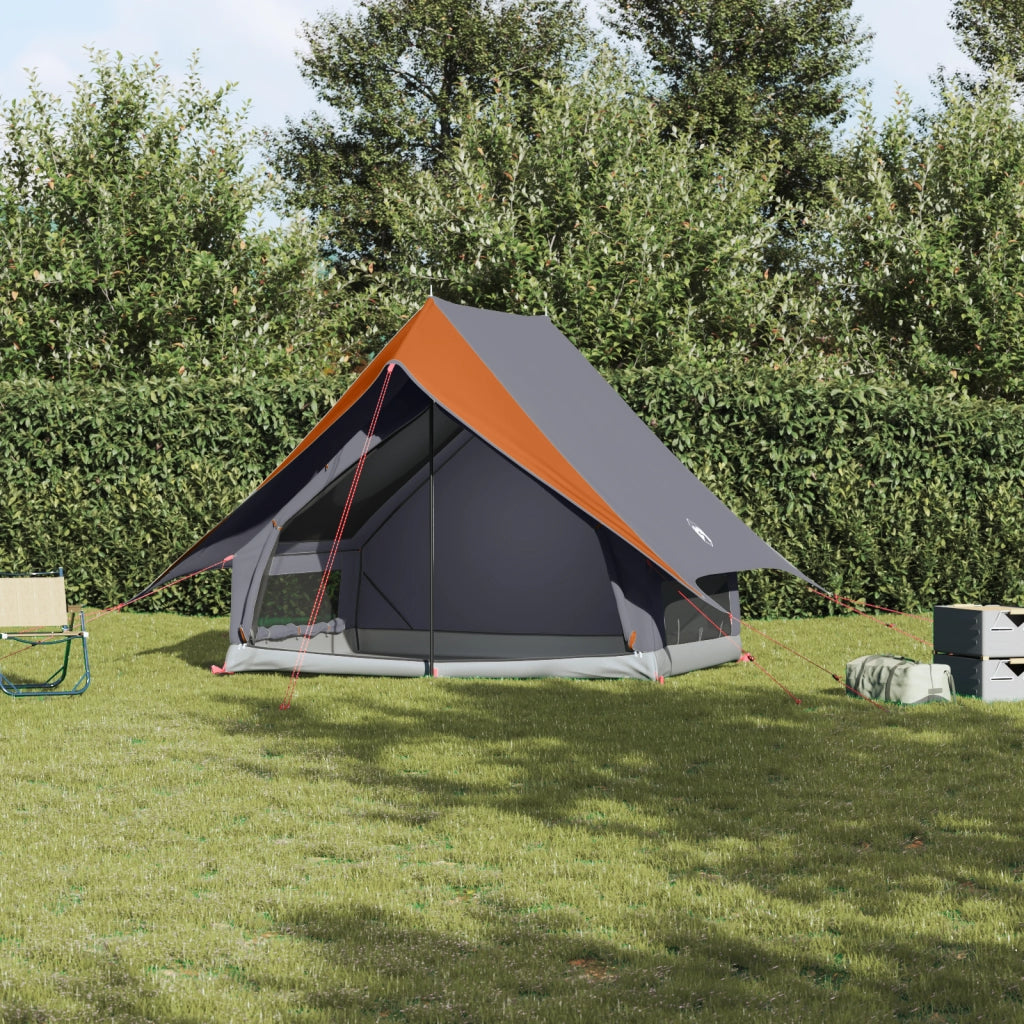 Tenda da campeggio a forma di A per 3 persone grigia e arancione impermeabile