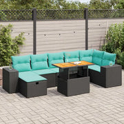 Set Divano da Giardino 8pz con Cuscini Grigio Polyrattan Acacia
