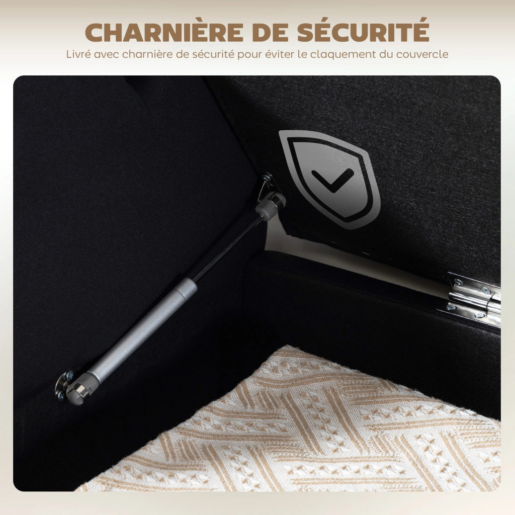 Banco imbottito con contenitore ¨C zephmum ¨C 146.5x49x72 cm tessuto nero legno