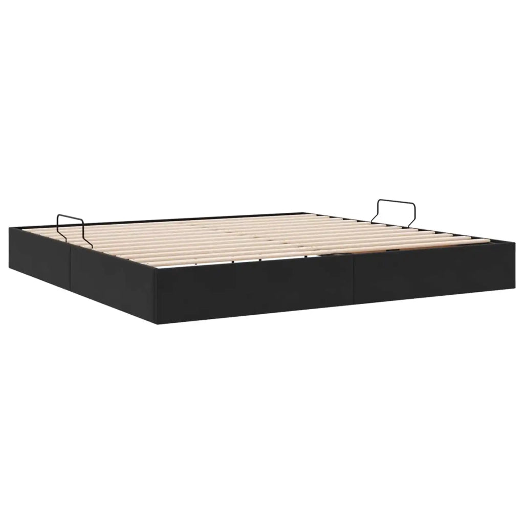 Letto ottomano con archiviazione Nero 200 x 200 cm Velluto