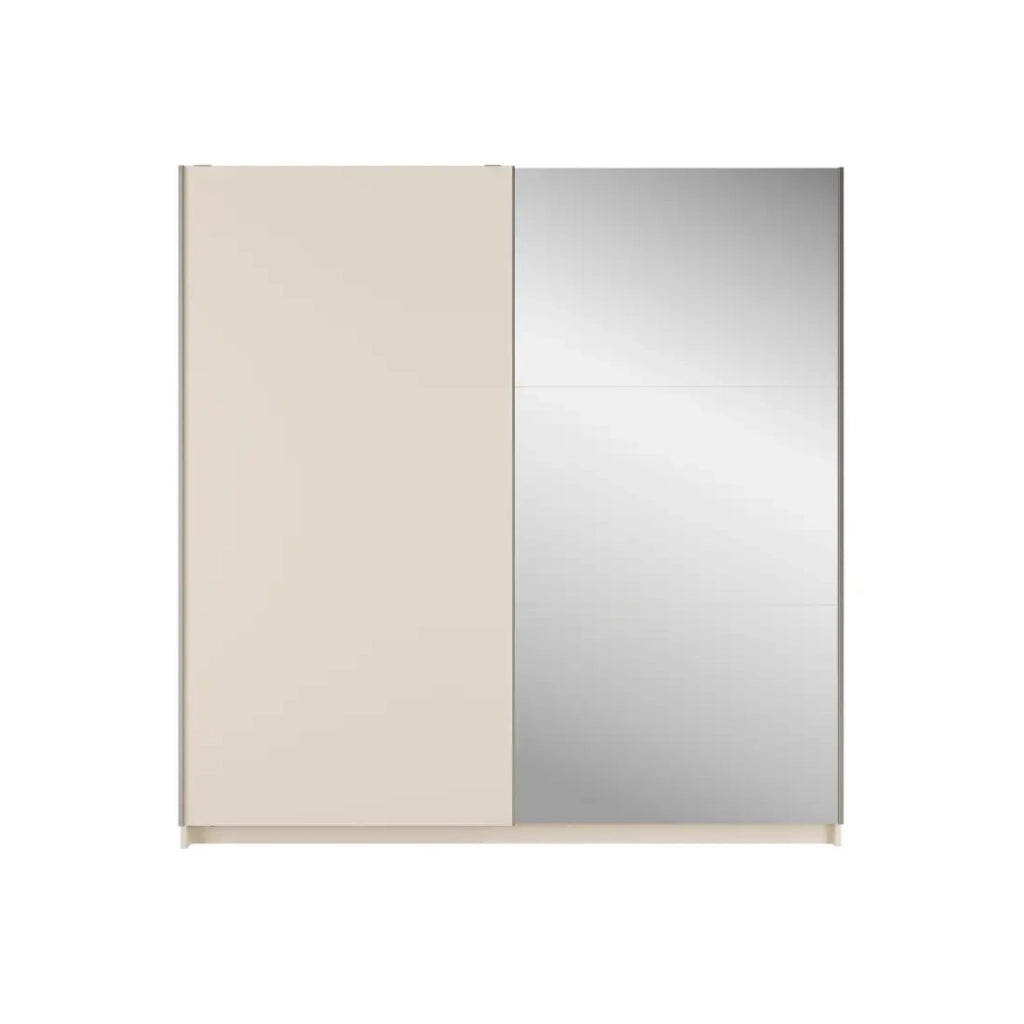 Armadio ARSALA a 2 porte scorrevoli con specchio beige sabbia 200 cm