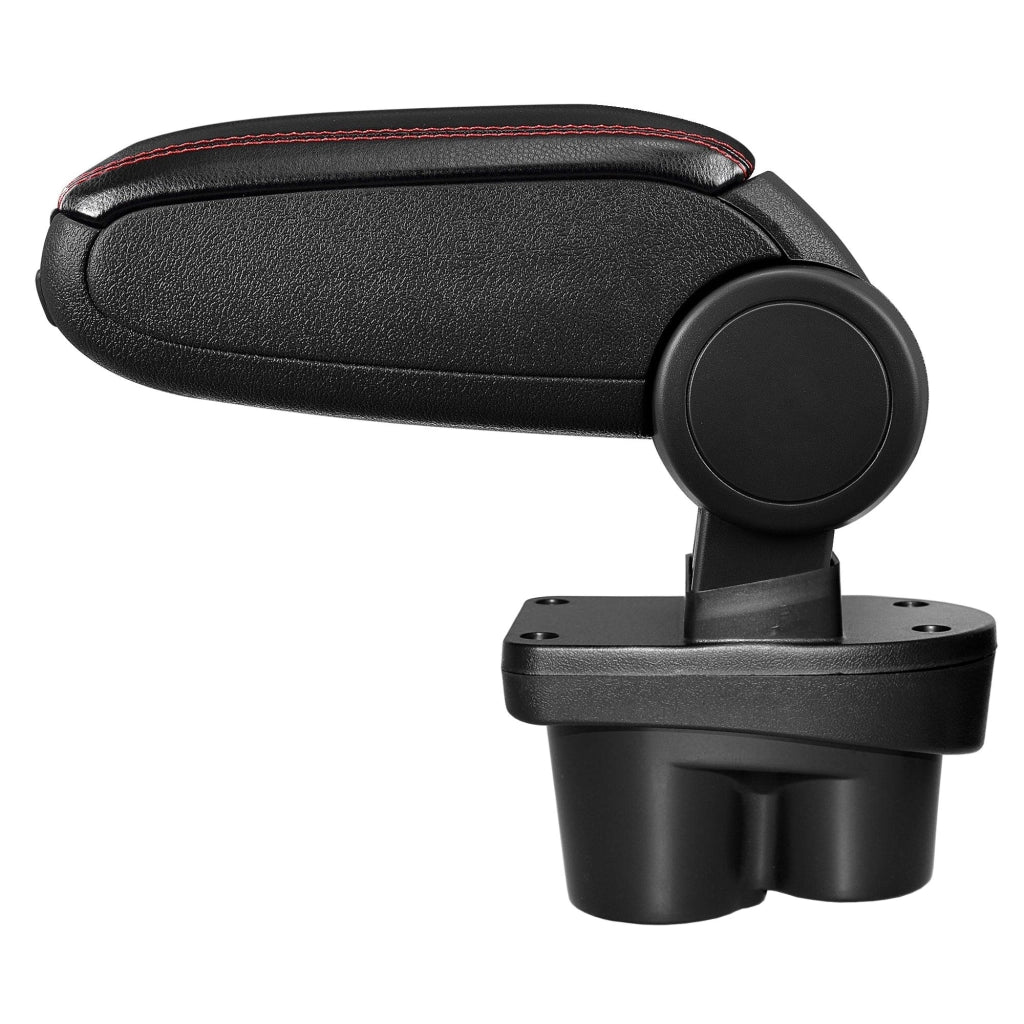 Bracciolo centrale per Opel Corsa E con scomparto imbottito pelle sintetica nera con cuciture rosse 03_0000583