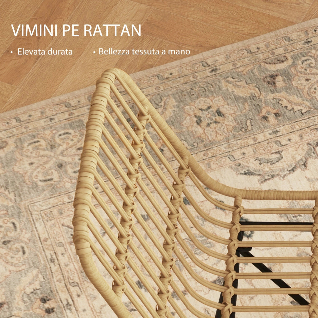 Set 2 Sedie da Pranzo ¨C Zephmum ¨C Rattan PE, Acciaio, Giallo, 45x57x83 cm