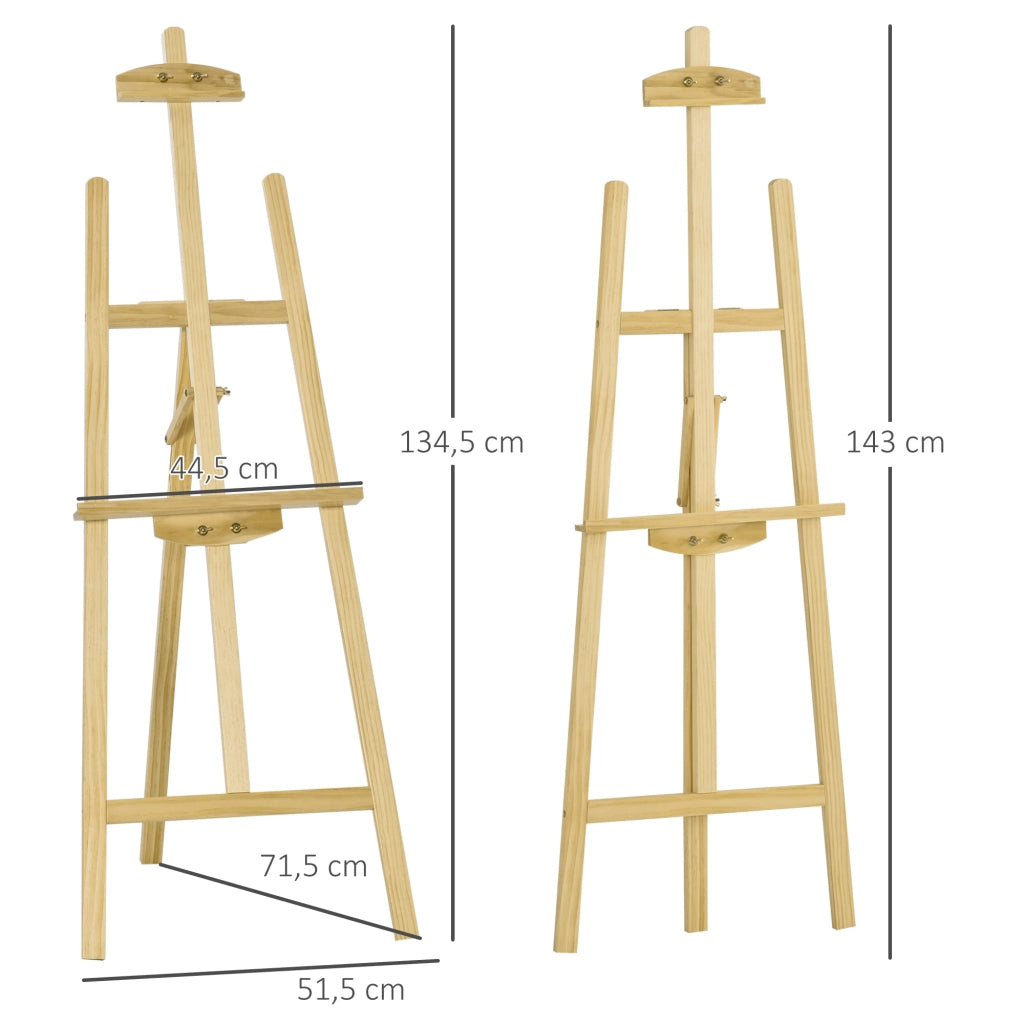 Cavalletto da Pittura ¨C Xylo ¨C Pino Naturale 51,5x71,5x134,5 cm Regolabile