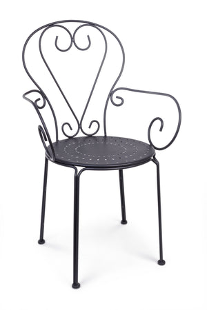 Bizzotto Sedia C-BR Etienne Grigio Scuro in Acciaio con ECoating e Impilabile