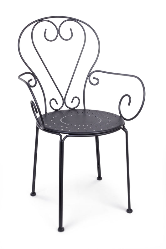 Bizzotto Sedia C-BR Etienne Grigio Scuro in Acciaio con ECoating e Impilabile