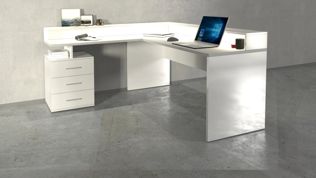 Scrivania New Selina ad angolo con sopralzo moderna e funzionale