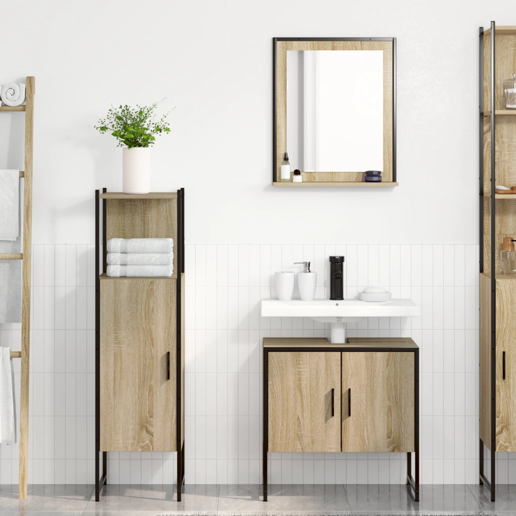 Set di Mobili per Bagno 3 Pezzi in Legno Ingegnerizzato Sonoma Oak