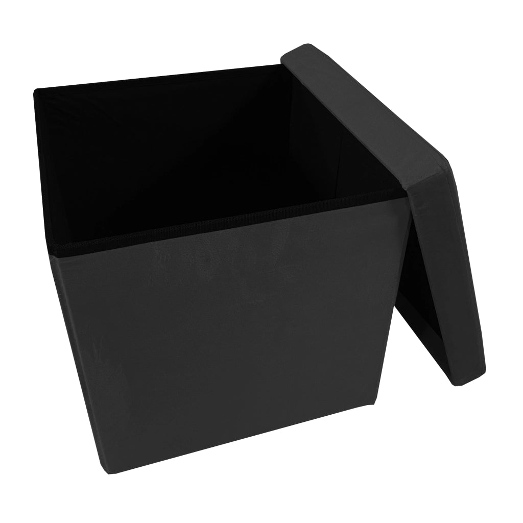 Pouf portaoggetti quadrato pieghevole in velluto 38x38x38 cm | Nyana Casa | Stile ottomano | Morbido velluto | Nero, grigio e beige