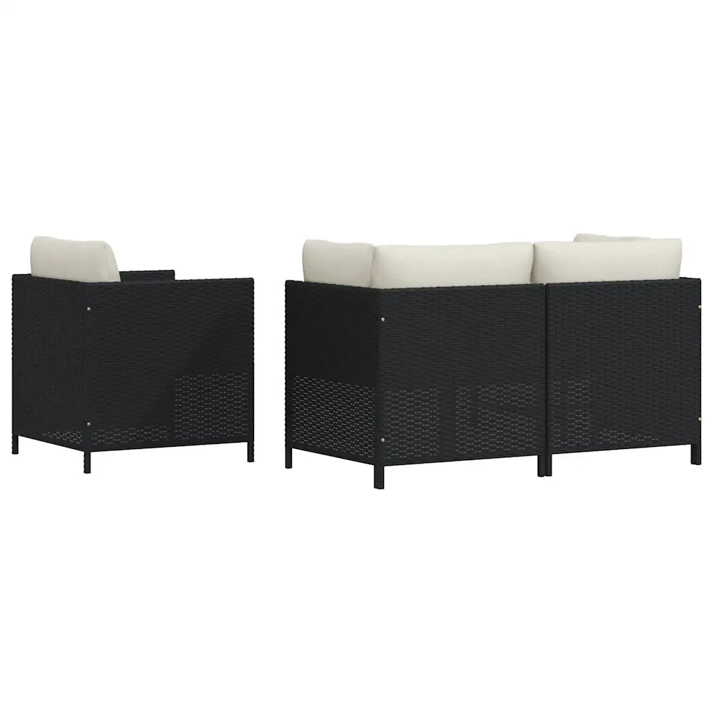 Set Divani da Giardino 4 pz con Cuscini in Polyrattan Nero cod mxl 70684