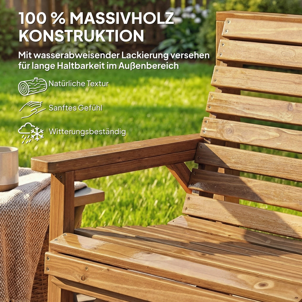 Set di sedie da giardino da 3 set di mobili da balcone con foro per parasole sedia da giardino panca tavolo rimovibile 121x65x90 cm in legno naturale