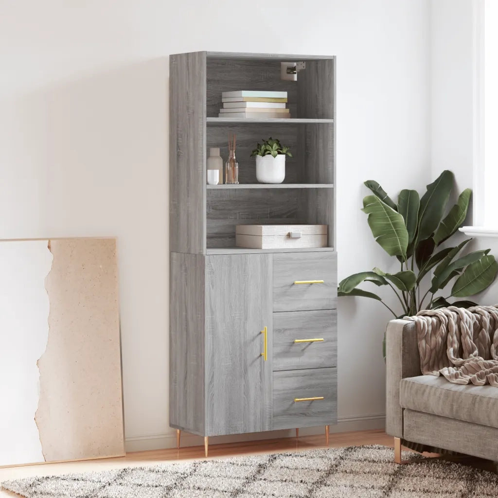 Credenza | Madia | Buffet da pranzo | Armadio da pranzo Grigio Sonoma 69,5x34x180 cm in Legno Multistrato