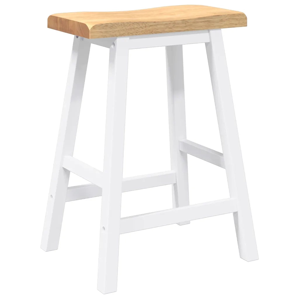 Sgabelli da Bar 2 pz Bianchi in Legno Massello di Hevea 4102545