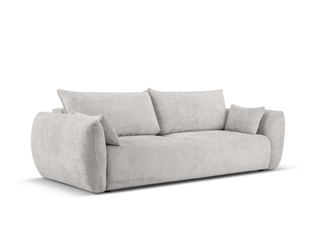Cosmopolitan Design - Divano convertibile con contenitore "Matera" 3 posti in ciniglia grigio chiaro 
