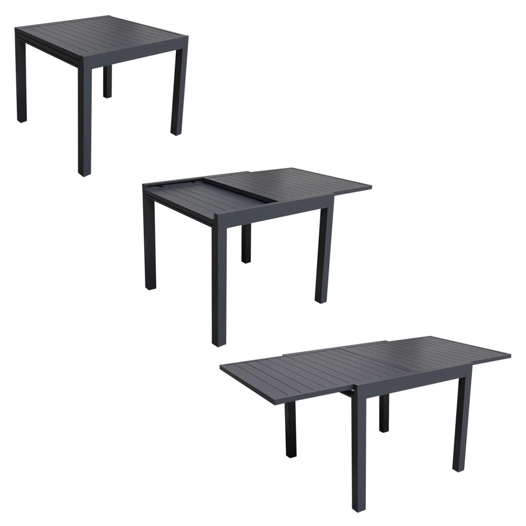 Set di mobili da giardino estensibili VENEZIA 90/180 in alluminio antracite - 8 posti a sedere