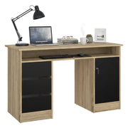 Scrivania Shanshan, Scrittoio multiuso, Tavolo per ufficio porta PC, Piano di lavoro, 126x55 h76 cm, Quercia e Nero