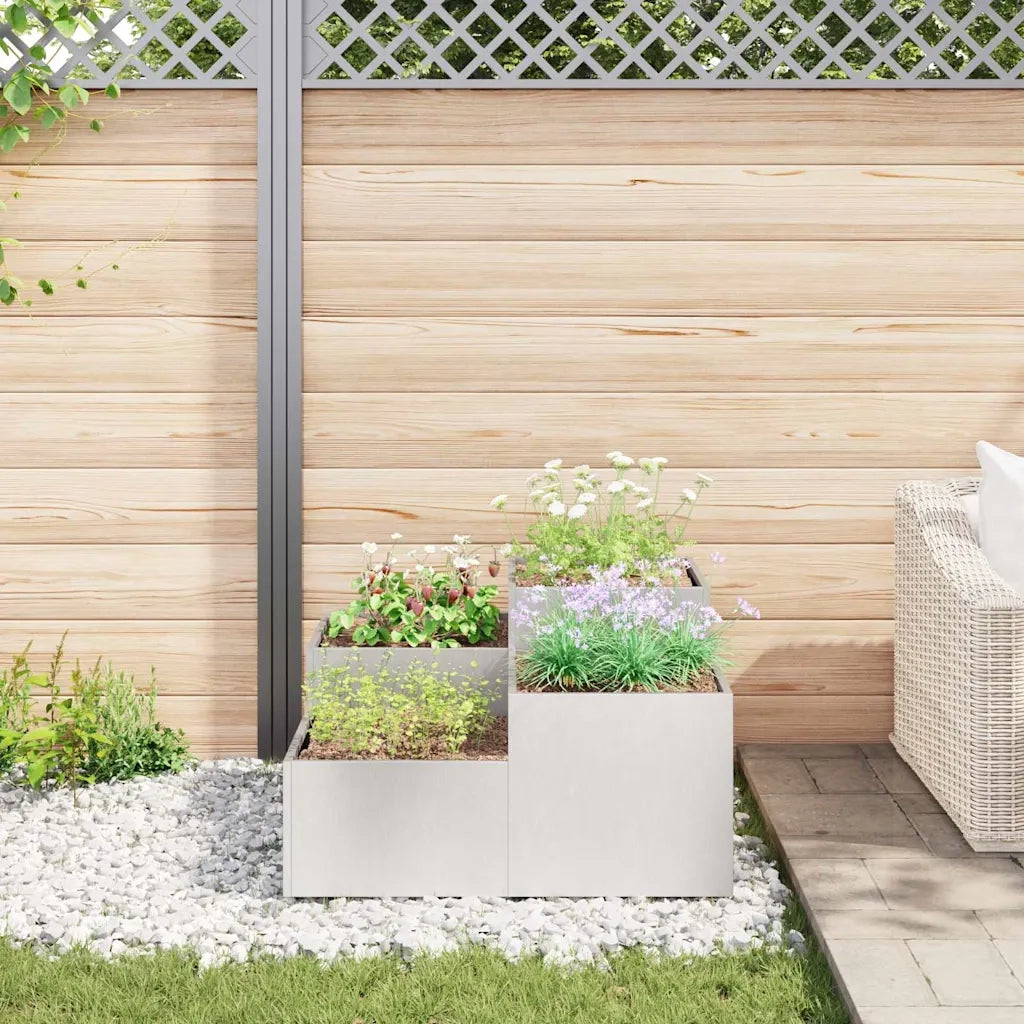 Fioriere | Cassetta per fiori | Vaso da giardino Argento 100 x 100 x 48 cm Acciaio inossidabile