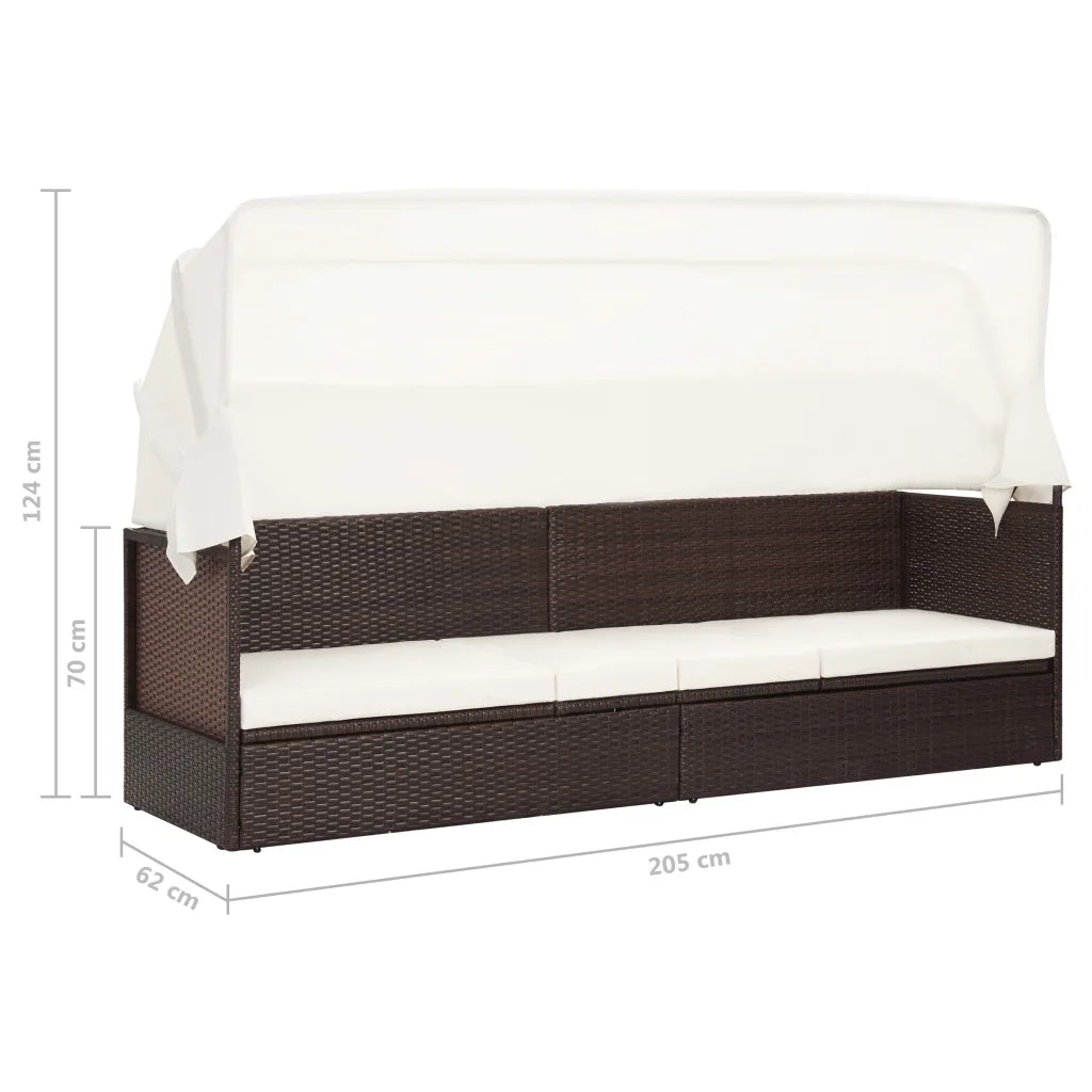 Divano da Giardino con Tettoia in Polyrattan Marrone 49394