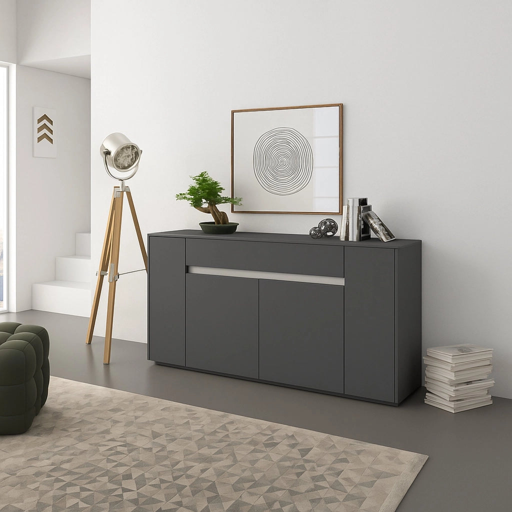 Madia Cirimido, Credenza un Cassetto, 170x40x85h cm Nero Antracite