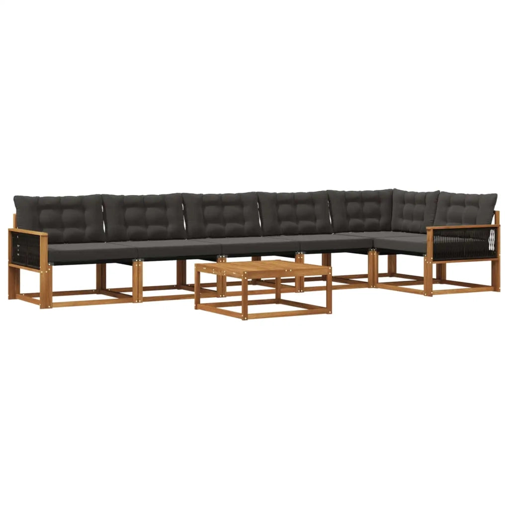 Set di divani da esterno con cuscino 7 pcs Naturale e Nero