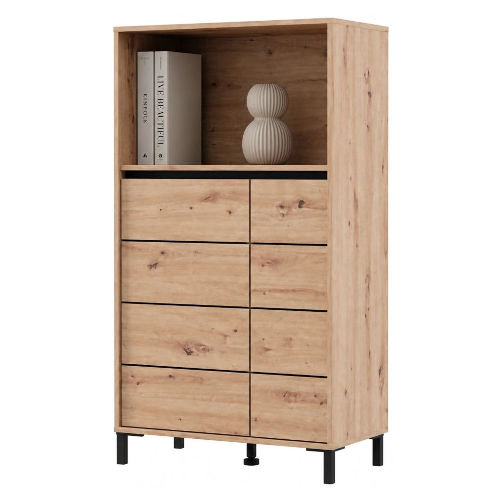 Madia Cosoleto, Credenza 2 Ripiani, 74x40x135h cm Marrone Rovere Nodi