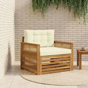 Divano da esterno-Divano da Giardino Legno di Acacia Massello Naturale e Crema 317986