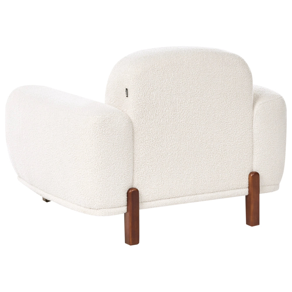 Set da salotto a 4 posti Rivestimento bouclé color bianco Divano a 2 posti e 2 poltrone Morbido Moderno Organico Basso Curvilineo