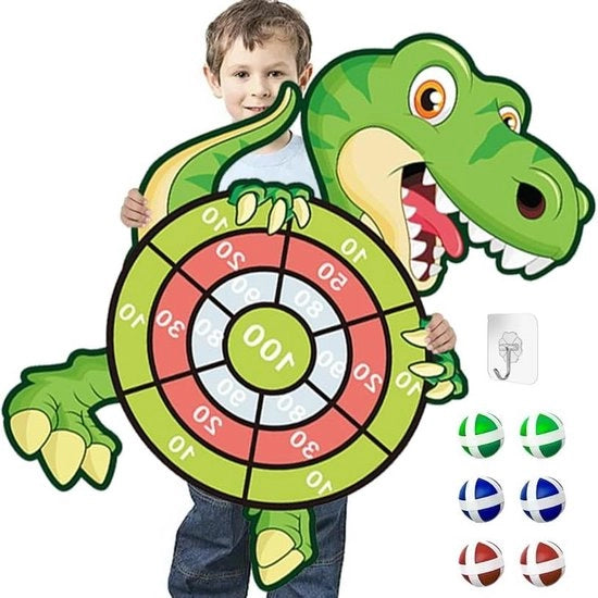 Tavolo da dart per bambini con tema dinosauro e 6 palline, giocattoli e giochi da festa per esterno, gioco da dart da regalo, 73 cm