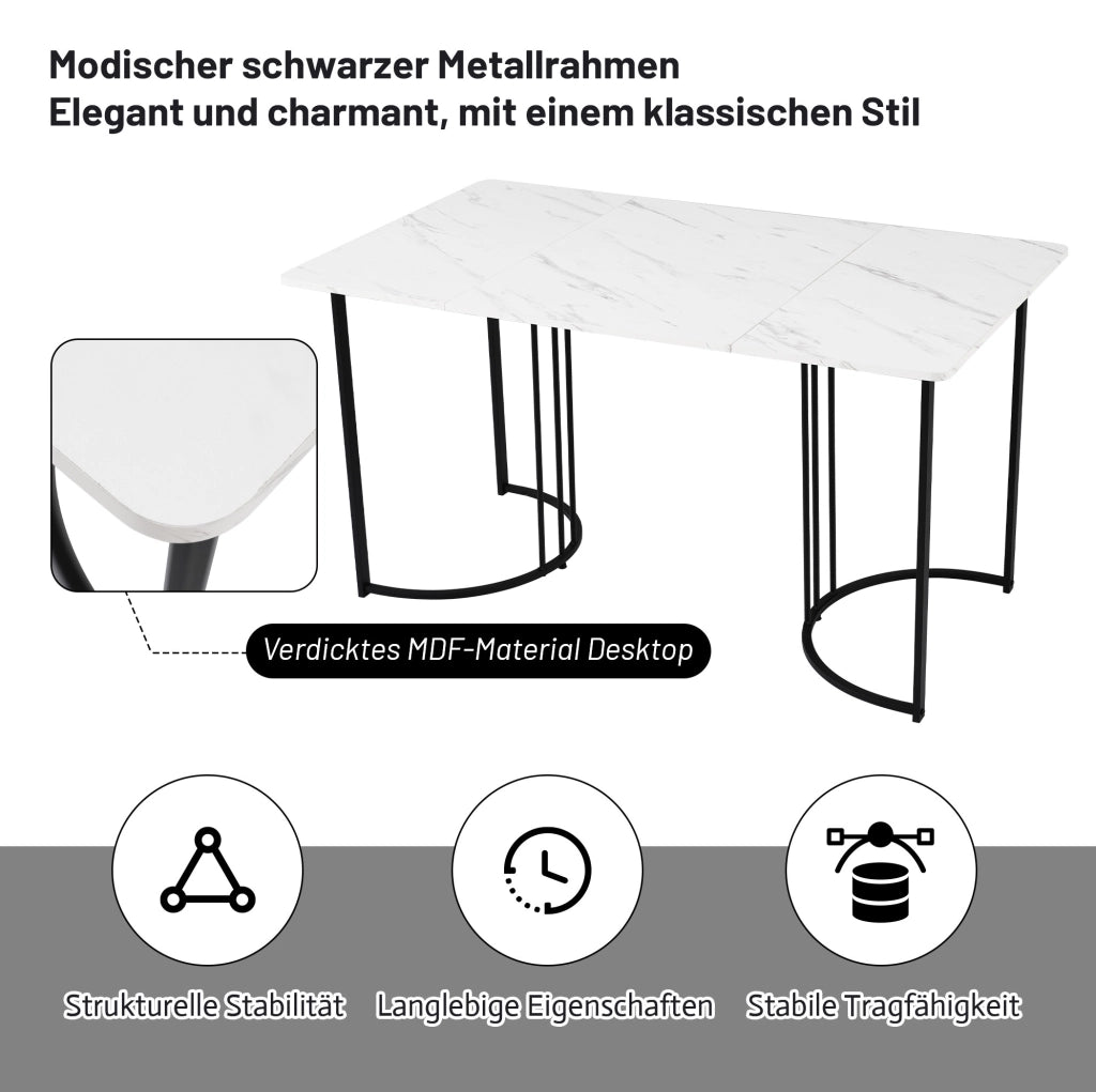 Tavolo da pranzo rettangolare 140x80 cm effetto marmo