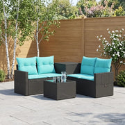 Set di divani 6 pz Nero e Blu Rattan sintetico e Acciaio 3447444
