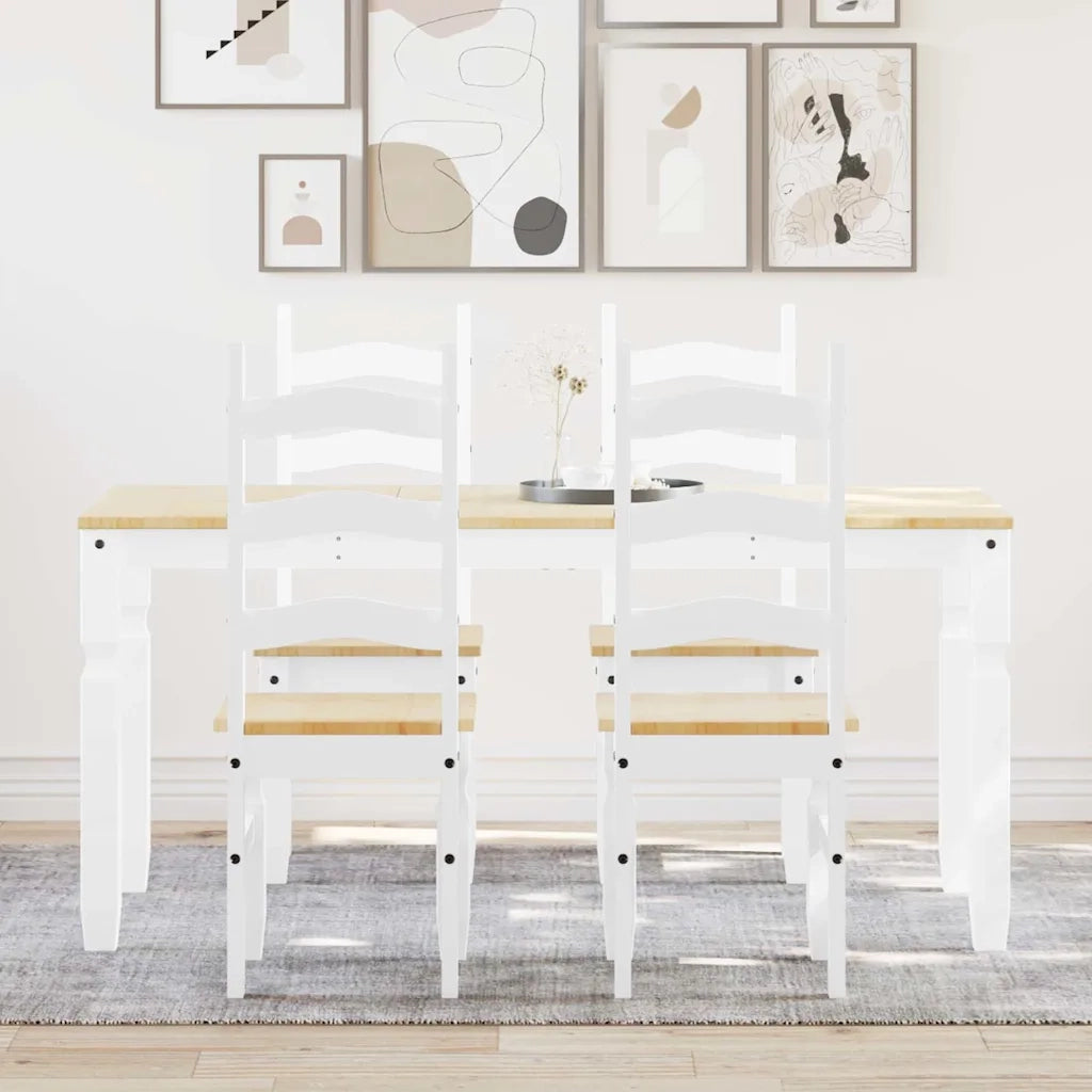 vidaXL Set da Pranzo 5 pz Panama Bianco in Legno Massello di Pino