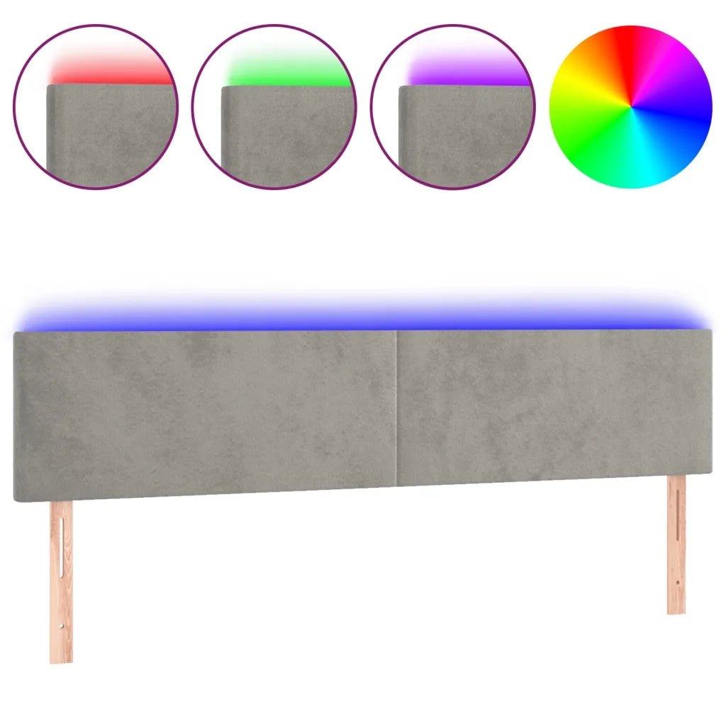 Testiera | Testata a LED Grigio Chiaro 180x5x78/88 cm in Velluto