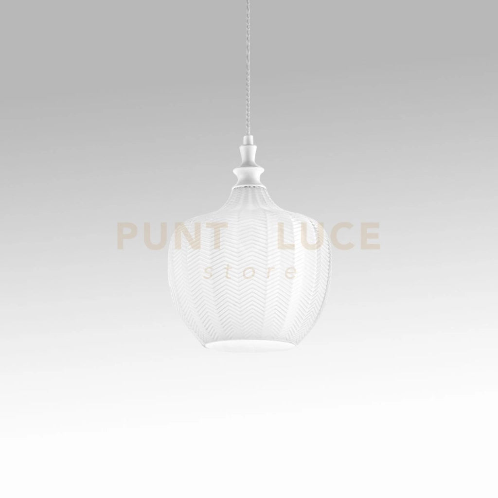 CLEOFE S/10 - LAMPADARIO SOSPESO 1 LUCE ATTACCO E27 IN VETRO COLORE BIANCO D.24CM