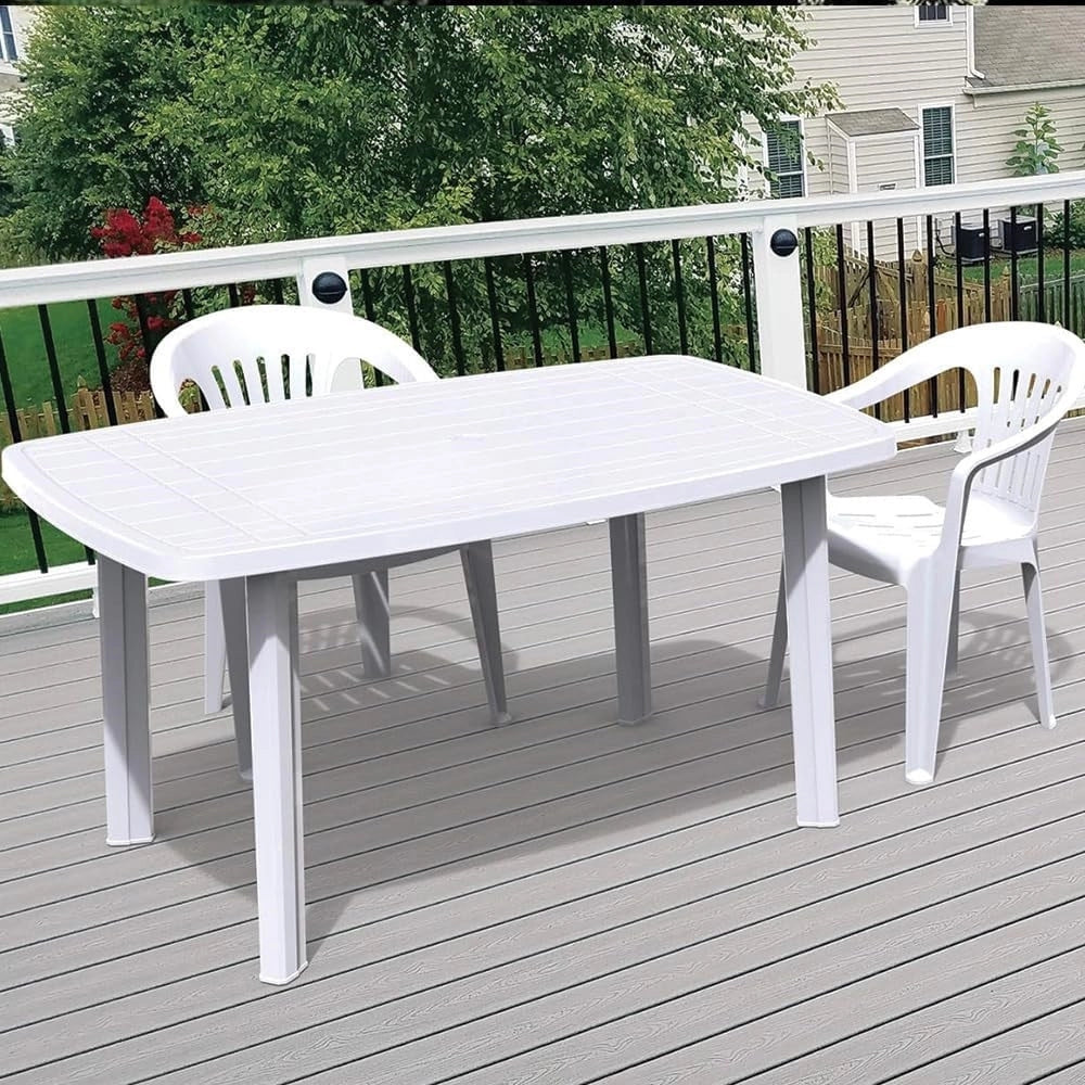 Trade Shop - Tavolo Design Ovale Bianco Faro In Polipropilene Resistente 137 X 85 X 72 Cm 008943 -