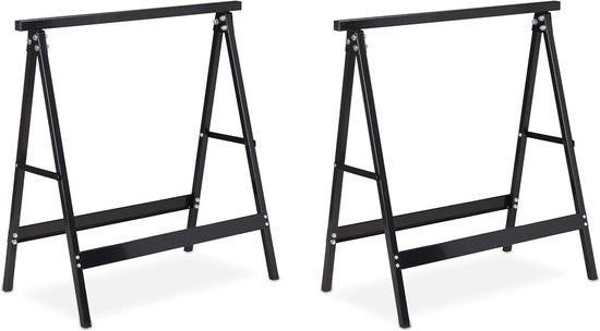 Set di elevazione da 2 pezzi, fino a 100 kg di carico, stabile, ripiegabile, altezza di lavoro 75 cm, spazievitore, acciaio, nero