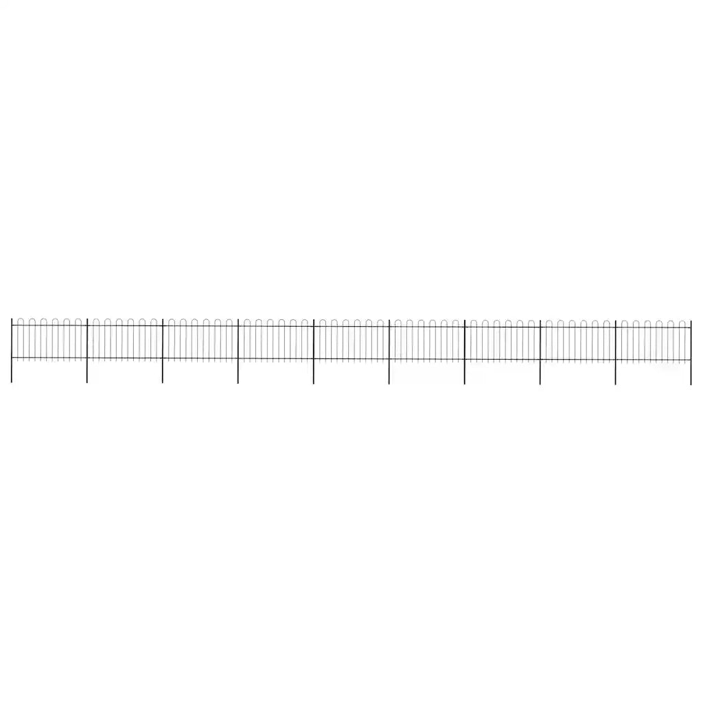 Recinzione da Giardino con Parte Superiore ad Anello in Acciaio 1506x100 cm Nero 277664