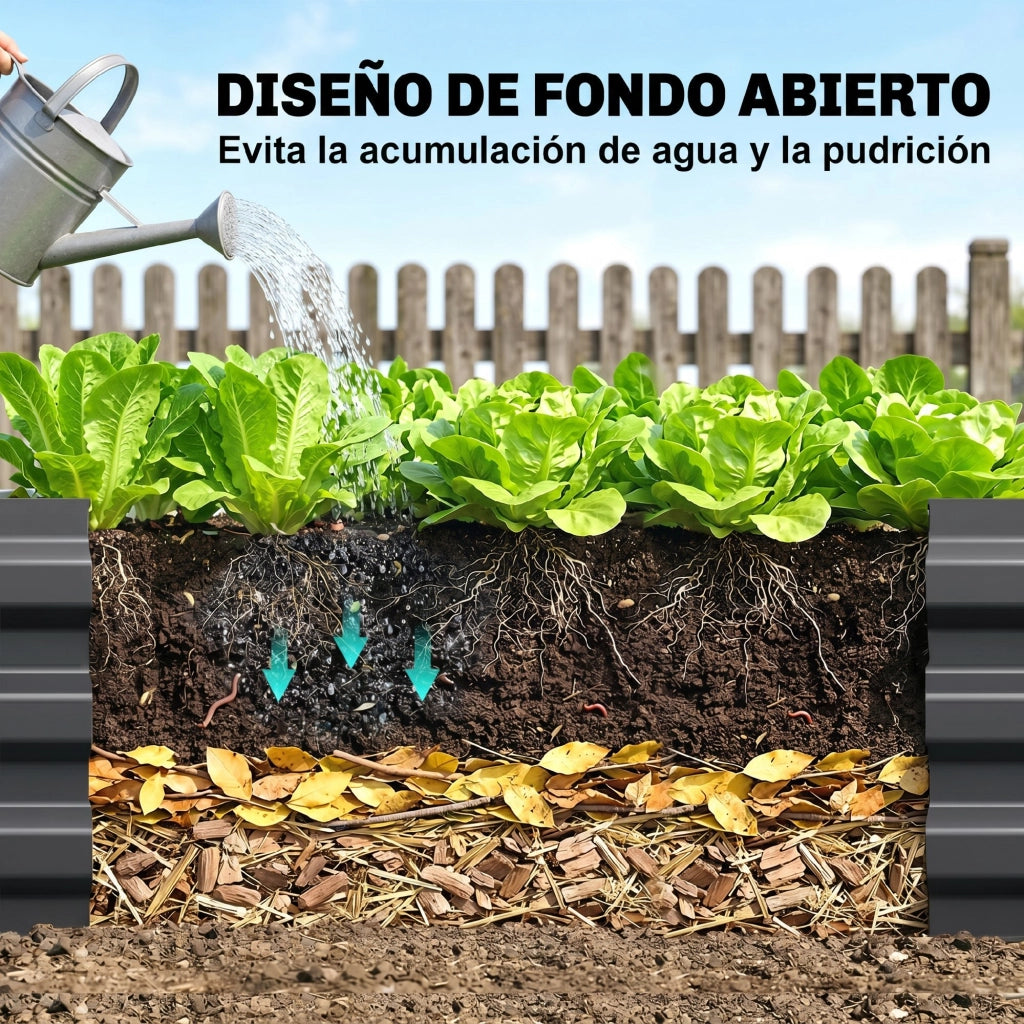 Fioriera Grande Rettangolare in Acciaio Galvanizzato per Giardino ¨C zephmum ¨C 240x60x30 cm Grigio Scuro