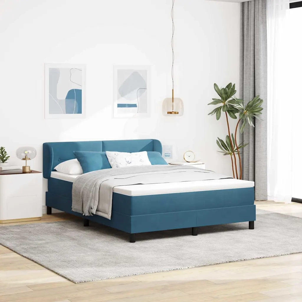 Letto a molle con testiera Blu scuro 140 x 200 cm Velluto 3340392
