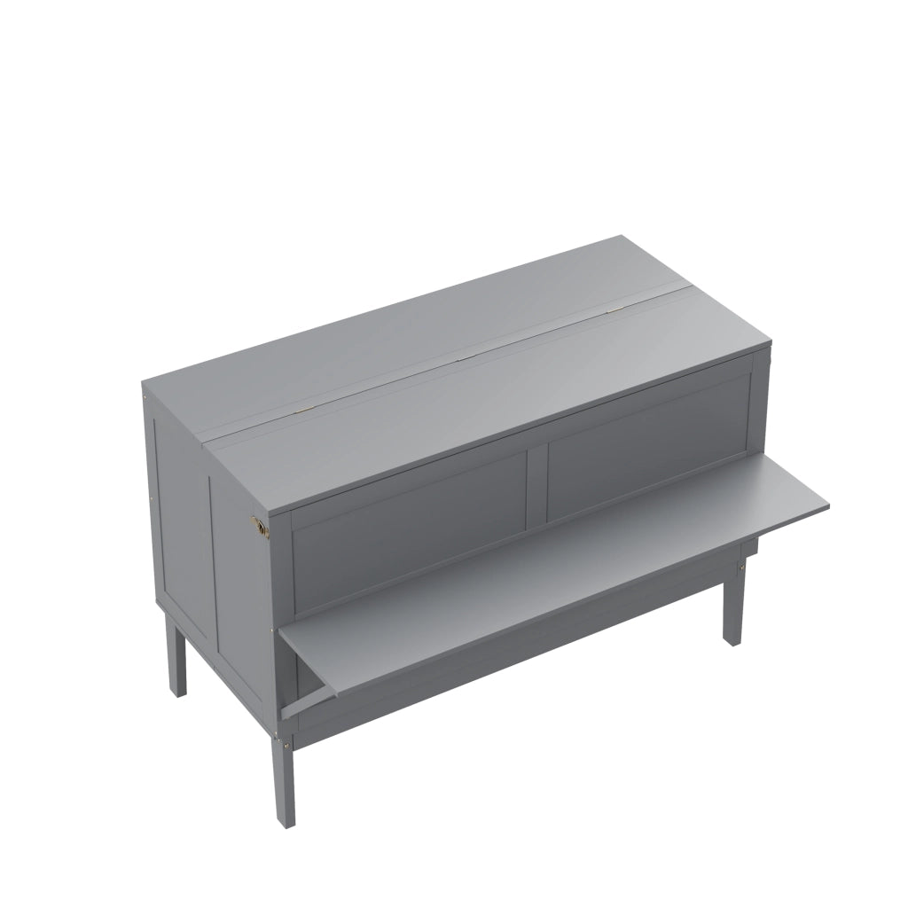 OKWISH Letto a scomparsa 140×200 cm, Letto Matrimoniale con Ribalta Verticale, Spazio Contenitore e Consolle, senza Materasso, Grigio