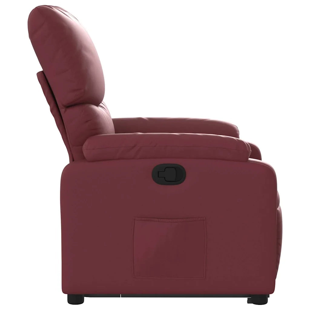 Poltrona Alzapersone Massaggi Reclinabile Rosso Vino Similpelle 3204897